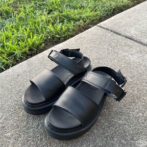 Dr. Martens Black Leather Platform Sandals
